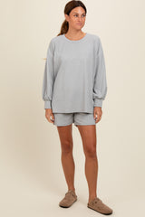 Heather Grey Long Sleeve Short Set