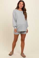 Heather Grey Long Sleeve Short Maternity Set