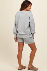 Heather Grey Long Sleeve Short Maternity Set