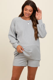 Heather Grey Long Sleeve Short Maternity Set