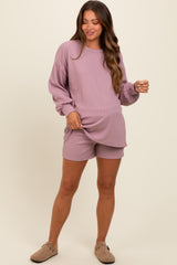 Mauve Long Sleeve Short Maternity Set