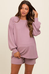 Mauve Long Sleeve Short Maternity Set