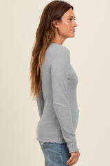 Heather Grey Lettuce Hem Henley