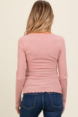 Mauve Lettuce Hem Maternity Henley