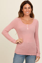 Mauve Lettuce Hem Henley