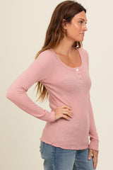 Mauve Lettuce Hem Henley