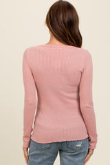 Mauve Lettuce Hem Henley