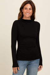 Black Mock Neck Long Sleeve Top