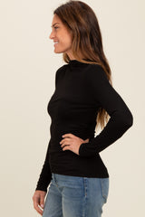 Black Mock Neck Long Sleeve Top