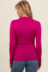 Fuchsia Mock Neck Long Sleeve Maternity Top