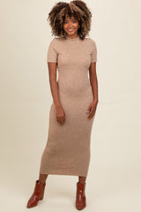 Mocha Knit Short Sleeve Maternity Midi Dress