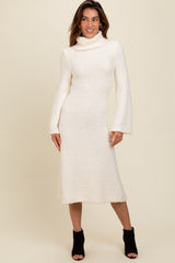 Ivory Turtleneck Bell Sleeve Maternity Sweater Dress