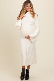 Ivory Turtleneck Bell Sleeve Maternity Sweater Dress