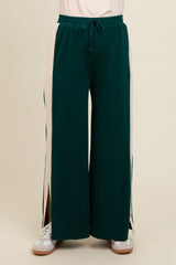 Forest Green Contrast Stripe Side Slit Maternity Pants