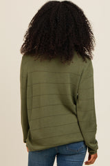 Olive Knit Stitch Detail Long Sleeve Sweater Top