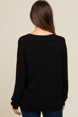 Black Knit Stitch Detail Long Sleeve Maternity Sweater Top