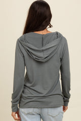 Olive Hooded Long Sleeve Top