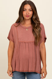 Rust Flutter Sleeve Maternity Top