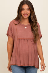 Rust Flutter Sleeve Maternity Top