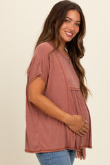 Rust Flutter Sleeve Maternity Top