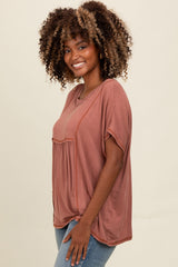 Rust Flutter Sleeve Top