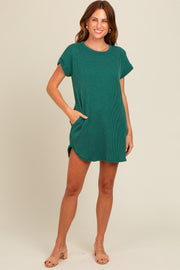 Forest Green Ribbed Round Hem Dress