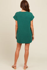 Forest Green Ribbed Round Hem Dress