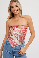 Pink Paisley Print Satin Handkerchief Top