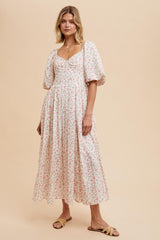 Pink Rose Floral Cotton Maxi Dress