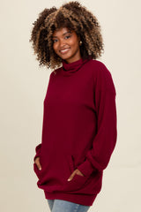 Burgundy Brushed Knit Cowl Neck Maternity Pullover