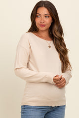 Cream Basic Boatneck Maternity Sweater