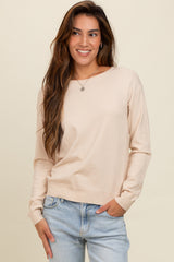 Cream Basic Boatneck Sweater