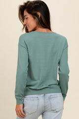 Light Teal Basic Boatneck Sweater