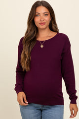 Plum Basic Boatneck Maternity Sweater