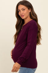 Plum Basic Boatneck Maternity Sweater