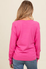 Fuchsia Basic Boatneck Maternity Sweater