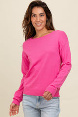 Fuchsia Basic Boatneck Maternity Sweater