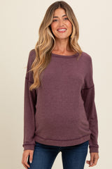 Plum Stitch Detail Maternity Long Sleeve Top