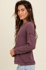 Plum Stitch Detail Long Sleeve Top