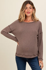 Mocha Stitch Detail Maternity Long Sleeve Top