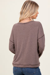 Mocha Stitch Detail Long Sleeve Top