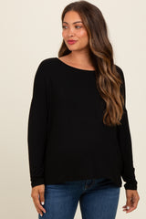 Black Drop Shoulder Maternity Long Sleeve Top