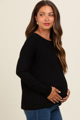 Black Drop Shoulder Maternity Long Sleeve Top