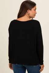 Black Drop Shoulder Maternity Long Sleeve Top