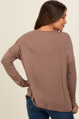 Mocha Drop Shoulder Maternity Long Sleeve Top