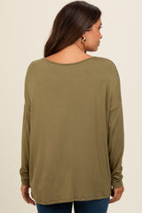 Olive Drop Shoulder Maternity Long Sleeve Top