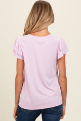 Lavender Ruffle Short Sleeve Maternity Top