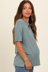 Light Olive Relaxed Fit Maternity T-Shirt