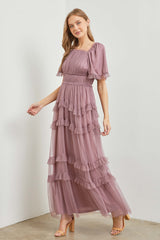 Dusty Lavender Tulle Maxi Dress