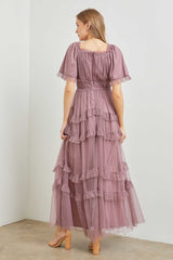 Dusty Lavender Tulle Maxi Dress